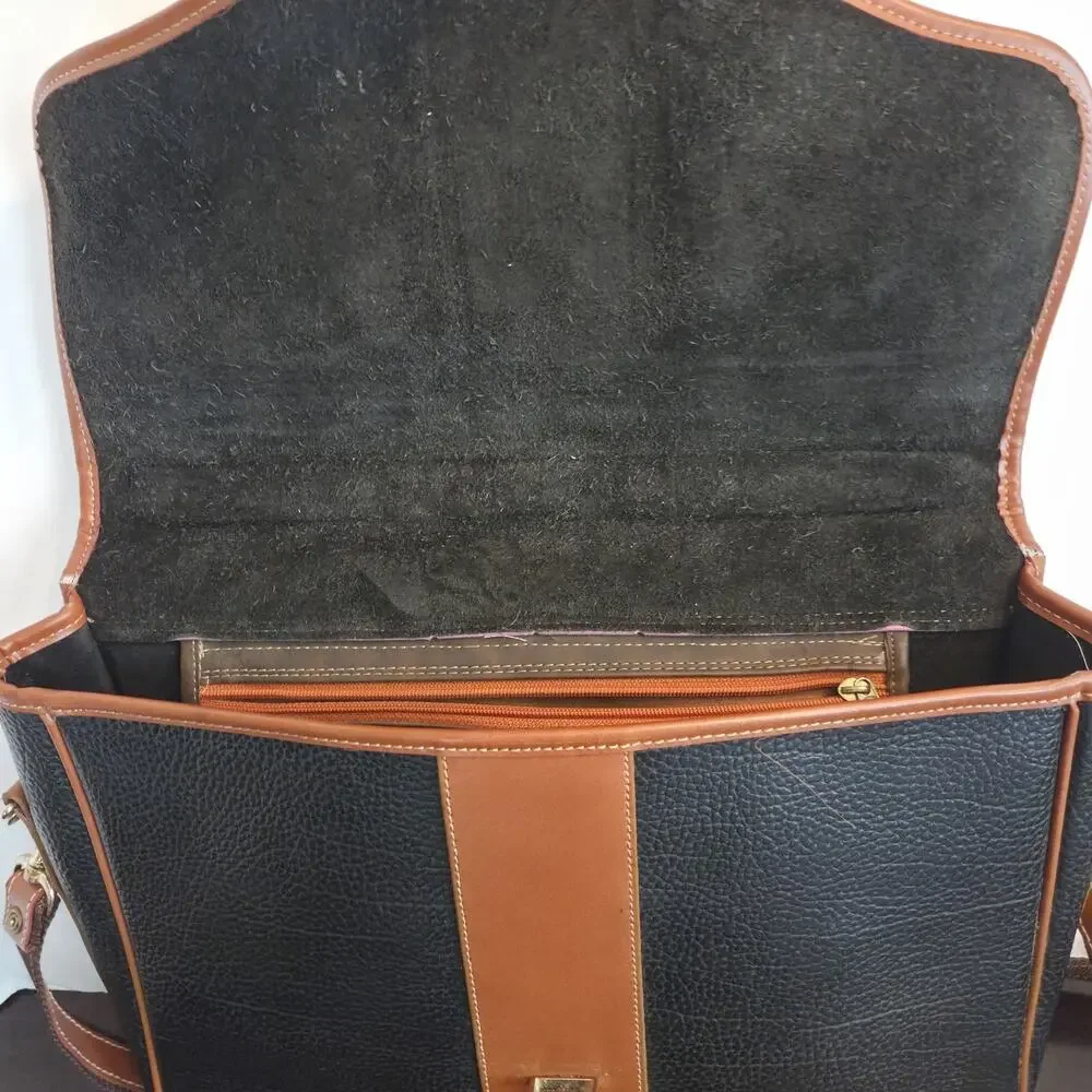 Vtg Dooney & Bourke 16” AWL Black Pebbled Leather Satchel Briefcase Bag USA New